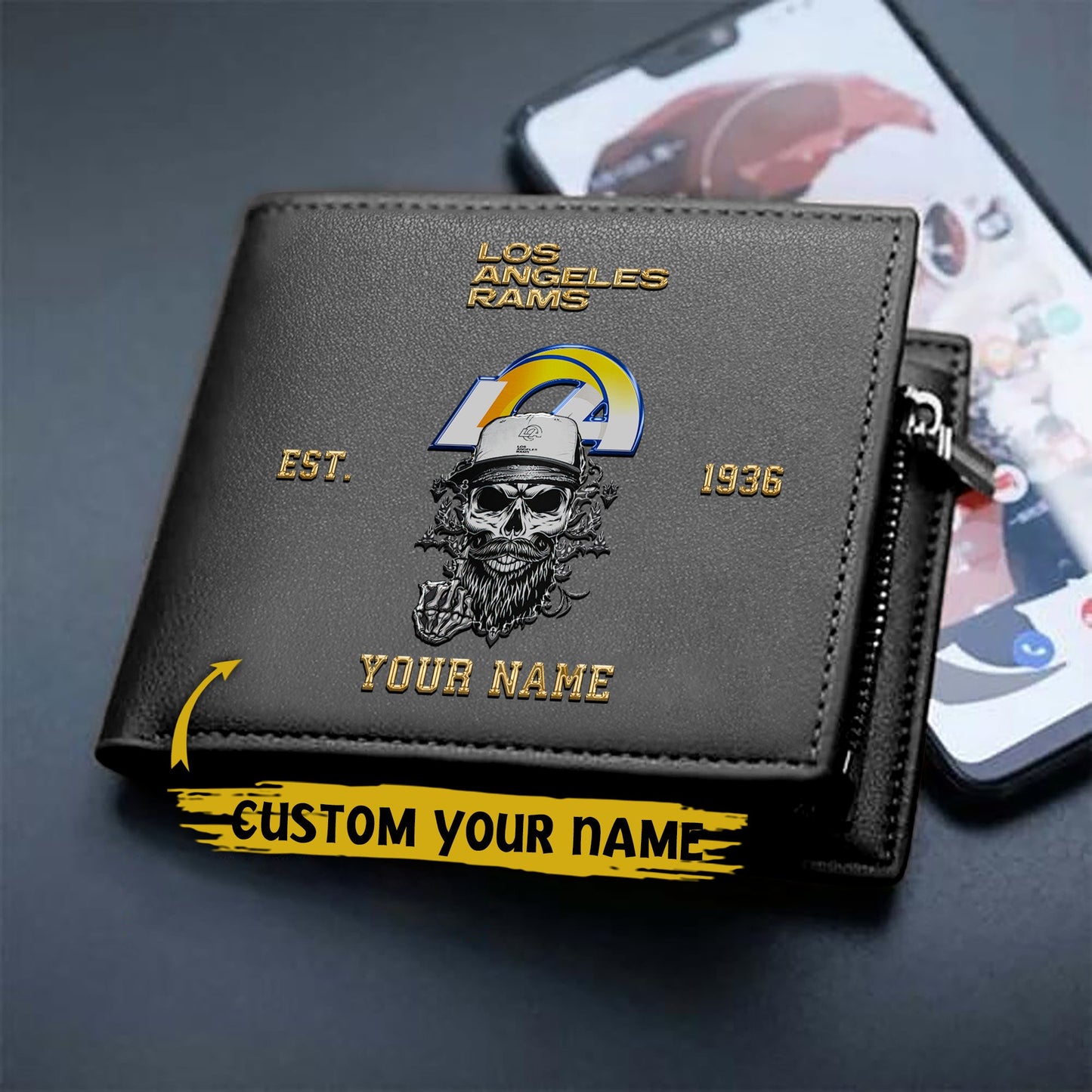 LIMITED EDITION - NEW CUSTOMIZED NFL22 LAR LOS ANGELES RAMS LEATHER WALLET