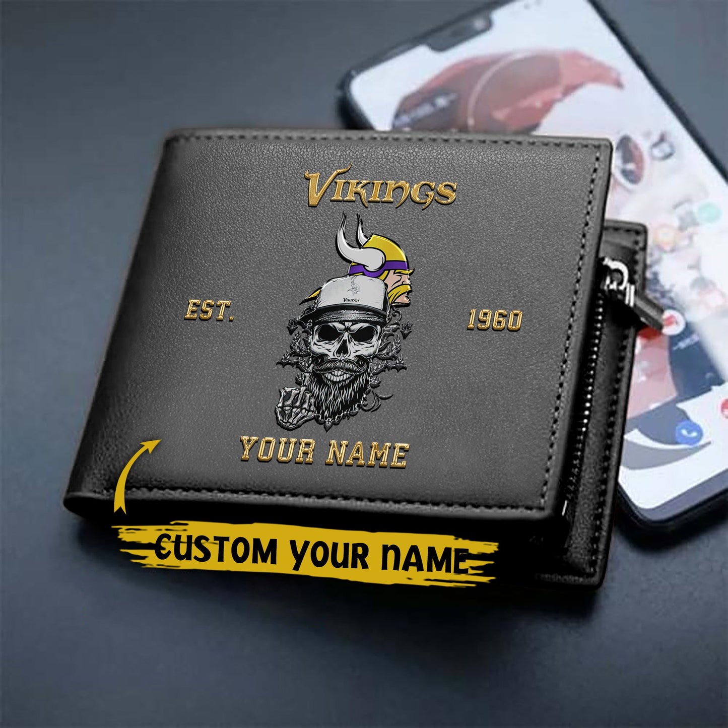 LIMITED EDITION - NEW CUSTOMIZED NFL05 MVK MINNESOTA VIKINGS LEATHER WALLET