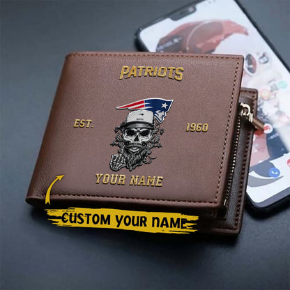 LIMITED EDITION - NEW CUSTOMIZED NFL27 NEP NEW ENGLAND PATRIOTS LEATHER WALLET