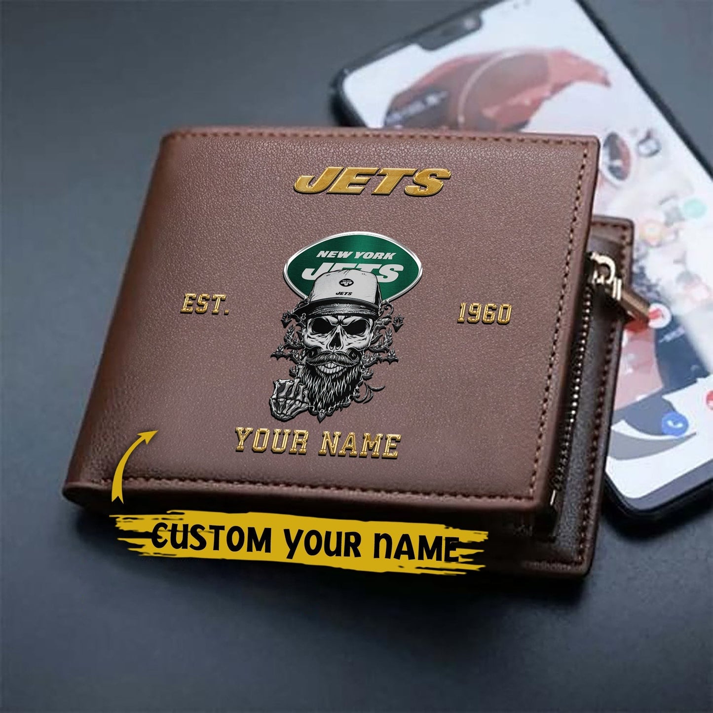 LIMITED EDITION - NEW CUSTOMIZED NFL25 NYJ NEW YORK JETS LEATHER WALLET