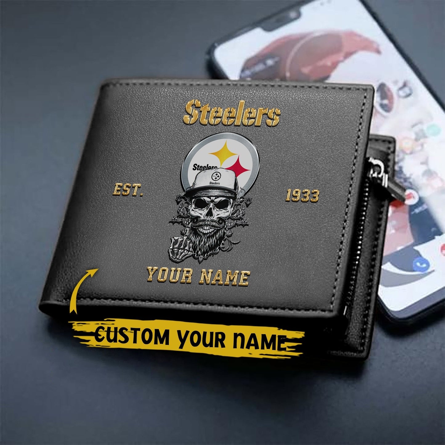 LIMITED EDITION - NEW CUSTOMIZED NFL14 PSB PITTSBURGH STEELERS LEATHER WALLET