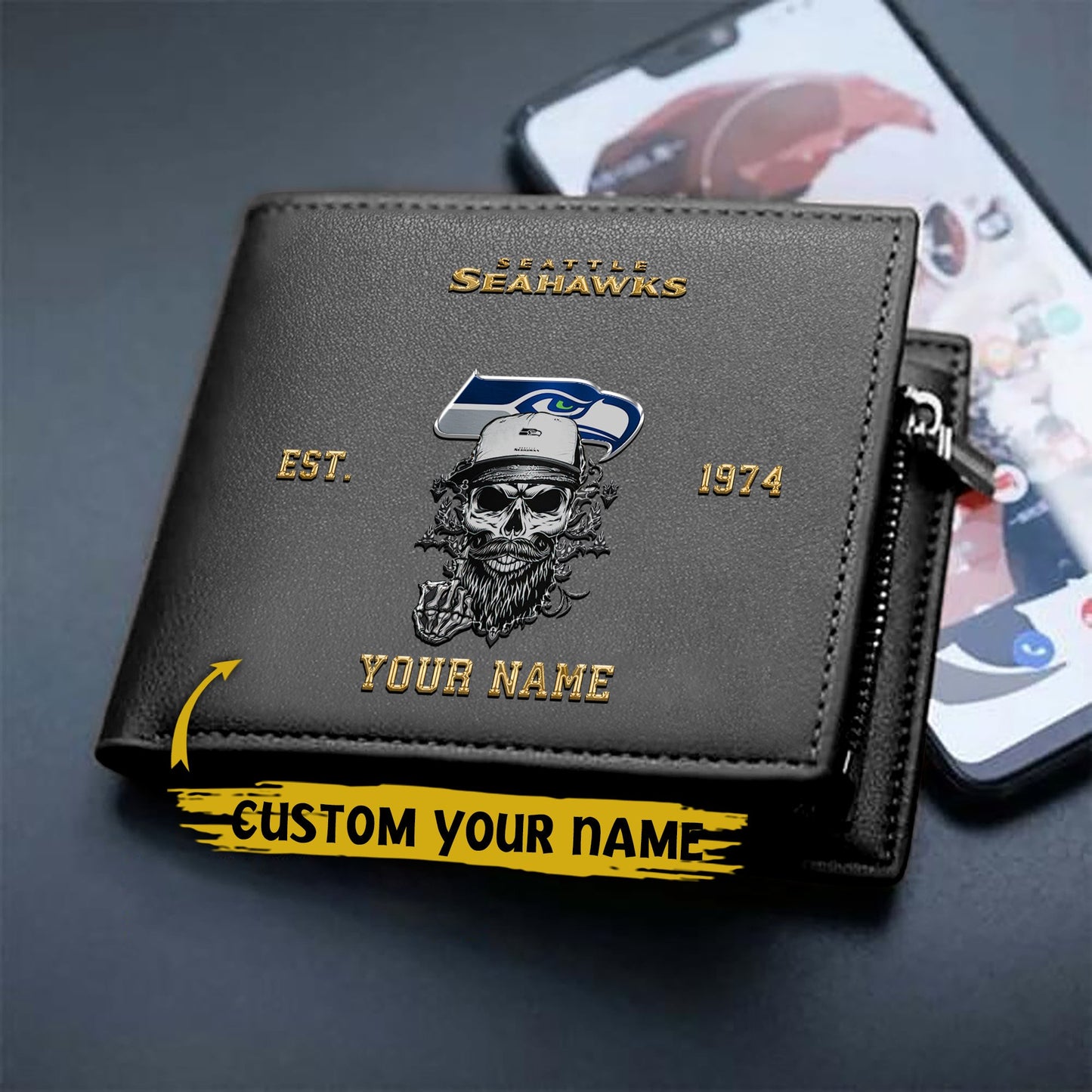 LIMITED EDITION - NEW CUSTOMIZED NFL06 SSH SEATTLE SEAHAWKS LEATHER WALLET