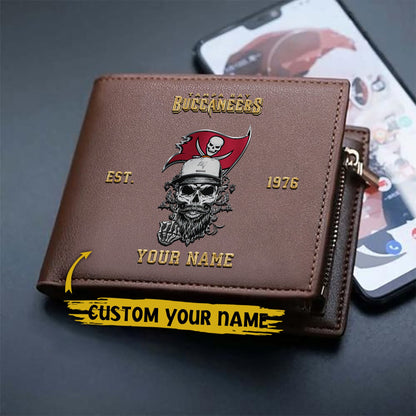 LIMITED EDITION - NEW CUSTOMIZED NFL10 TBB TAMPA BAY BUCCANEERS LEATHER WALLET