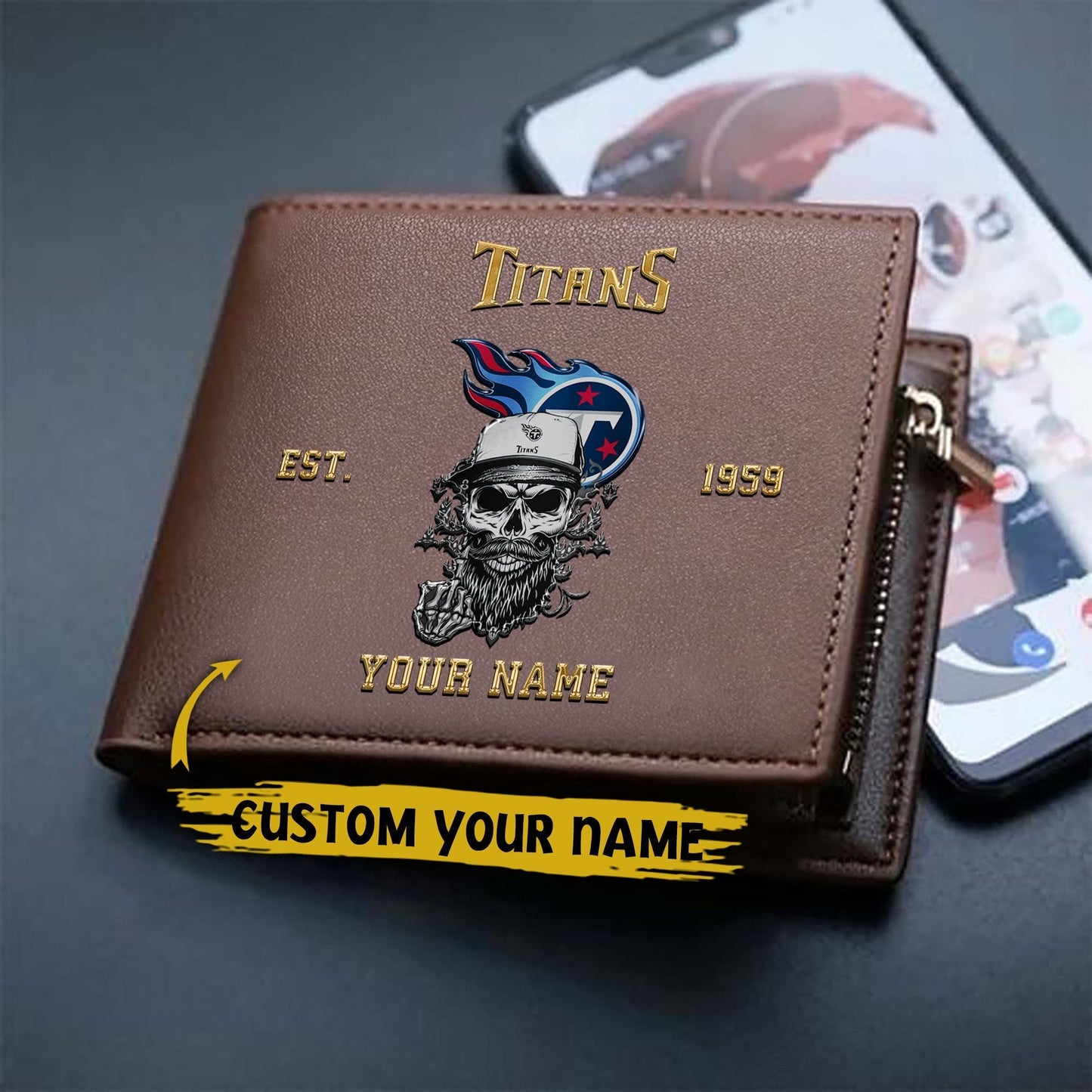 LIMITED EDITION - NEW CUSTOMIZED NFL31 TST TENNESSEE TITANS LEATHER WALLET