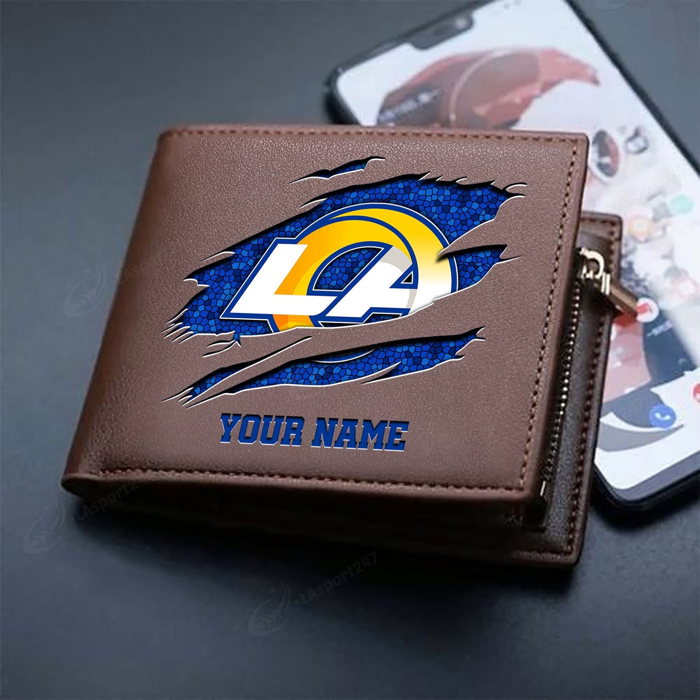 LIMITED EDITION - NEW CUSTOMIZED NFL22 LAR LOS ANGELES RAMS LEATHER WALLET
