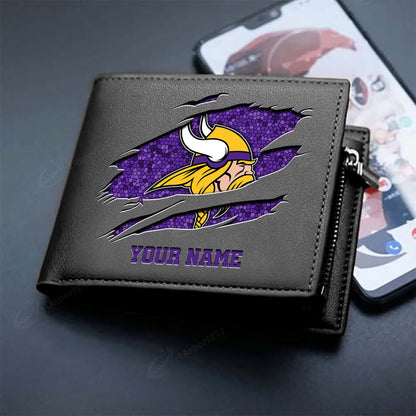 LIMITED EDITION - NEW CUSTOMIZED NFL05 MVK MINNESOTA VIKINGS LEATHER WALLET