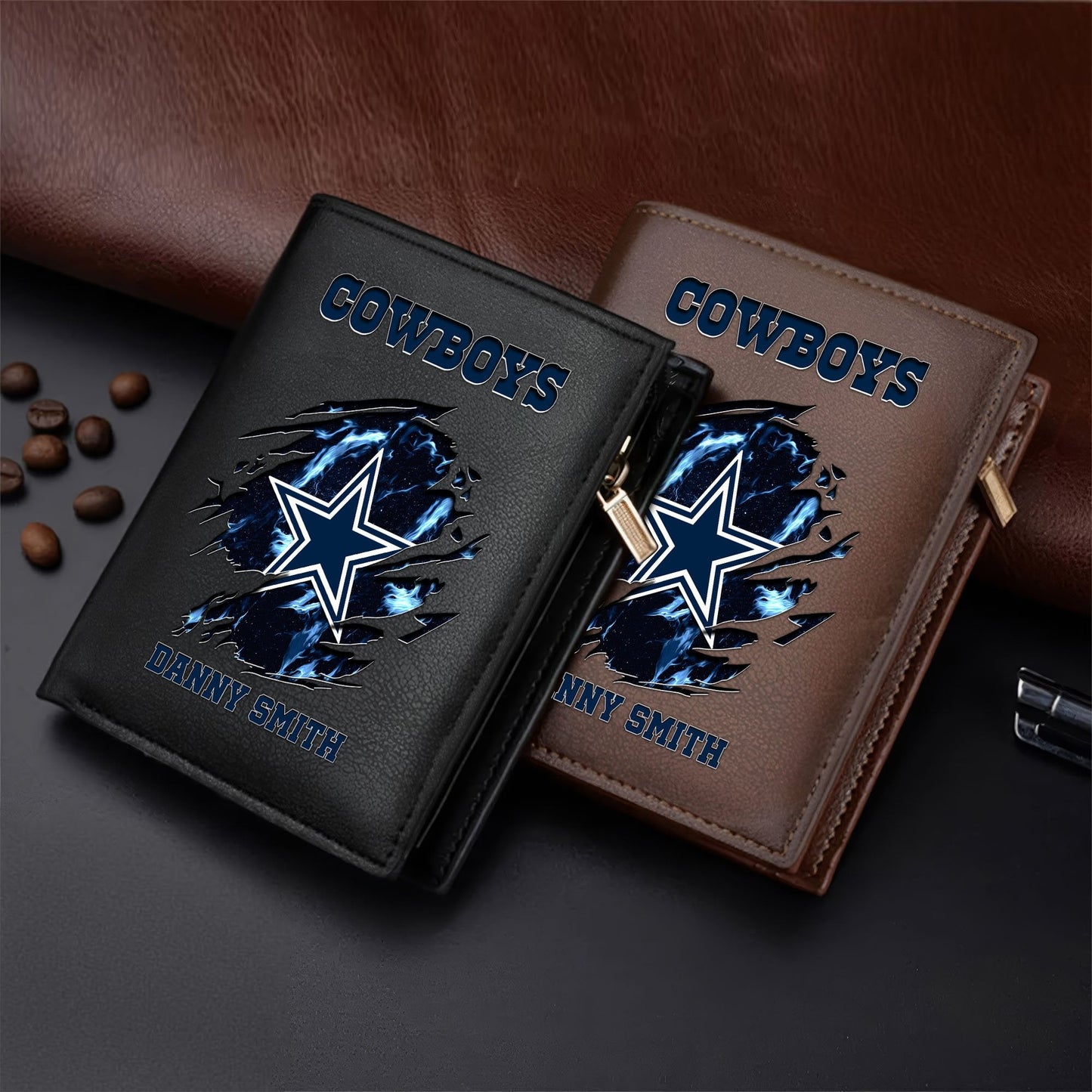 LIMITED EDITION - NEW CUSTOMIZED NFL21 DCB DALLAS COWBOYS LEATHER VERTICAL WALLET
