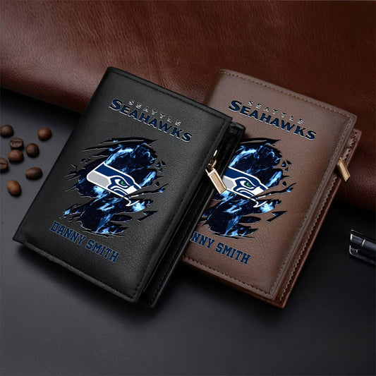 LIMITED EDITION - NEW CUSTOMIZED NFL06 SSH SEATTLE SEAHAWKS LEATHER VERTICAL WALLET