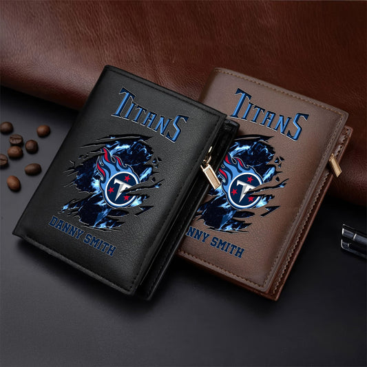 LIMITED EDITION - NEW CUSTOMIZED NFL31 TST TENNESSEE TITANS LEATHER VERTICAL WALLET