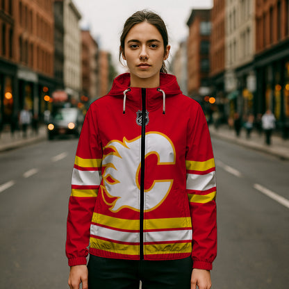 LIMITED EDITION - NEW CUSTOMIZED NHL17 CGF CALGARY FLAMES WINDBREAKER JACKET