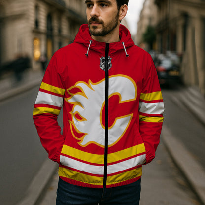 LIMITED EDITION - NEW CUSTOMIZED NHL17 CGF CALGARY FLAMES WINDBREAKER JACKET