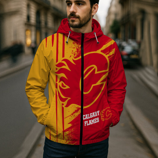 LIMITED EDITION - NEW CUSTOMIZED NHL17 CGF CALGARY FLAMES WINDBREAKER JACKET