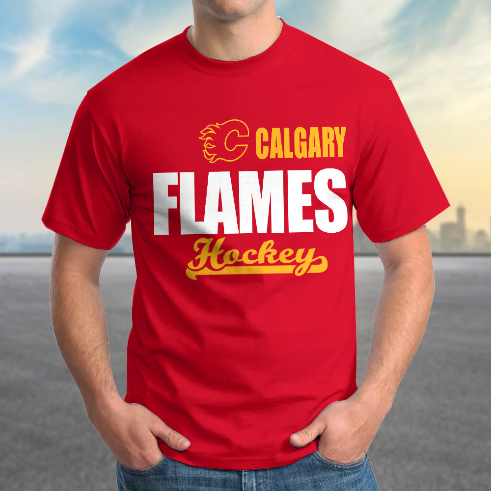 LIMITED EDITION - NEW CUSTOMIZED NHL17 CGF CALGARY FLAMES T-SHIRT FOR FAMILY (ADULTS & KIDS)