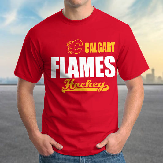 LIMITED EDITION - NEW CUSTOMIZED NHL17 CGF CALGARY FLAMES T-SHIRT FOR FAMILY (ADULTS & KIDS)