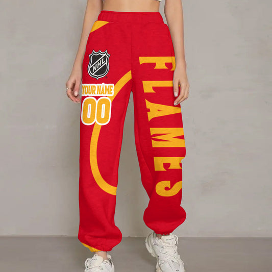 LIMITED EDITION - NEW CUSTOMIZED NHL17 CGF CALGARY FLAMES LONG PANTS