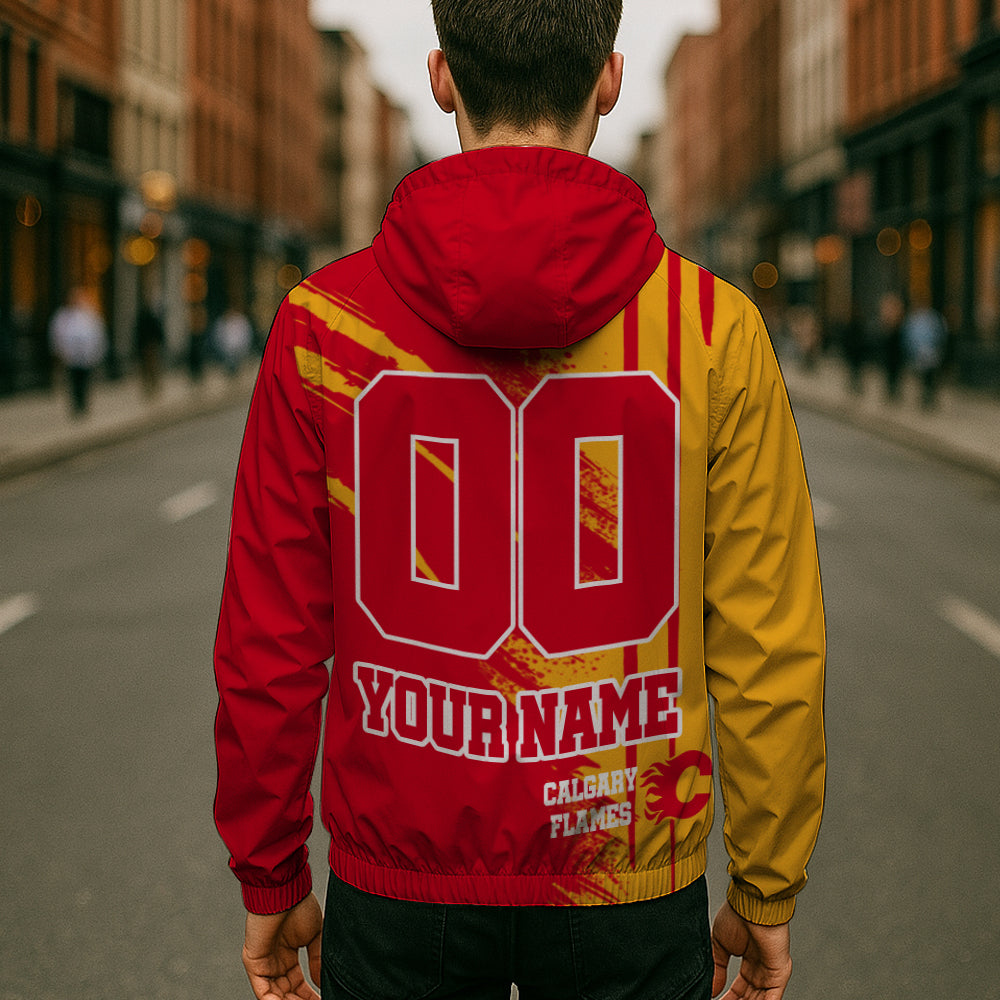 LIMITED EDITION - NEW CUSTOMIZED NHL17 CGF CALGARY FLAMES WINDBREAKER JACKET