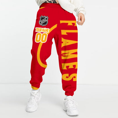 LIMITED EDITION - NEW CUSTOMIZED NHL17 CGF CALGARY FLAMES LONG PANTS