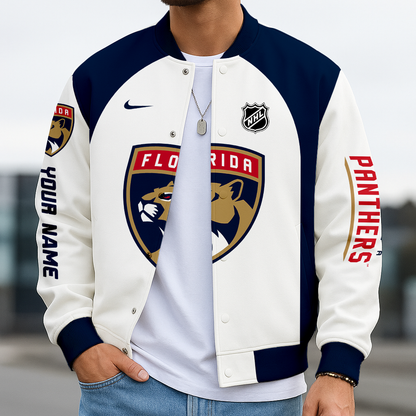 LIMITED EDITION - NEW CUSTOMIZED NHL01 FPT FLORIDA PANTHERS BASEBALL JACKET