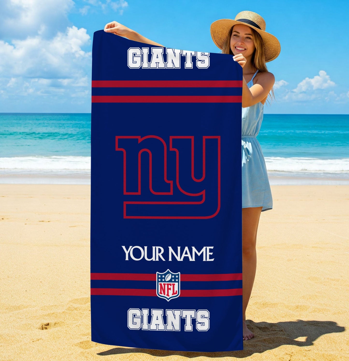 LIMITED EDITION - NEW CUSTOMIZED NFL32 NYG NEW YORK GIANTS BEACH & BATH TOWEL (KIDS & ADULTS)