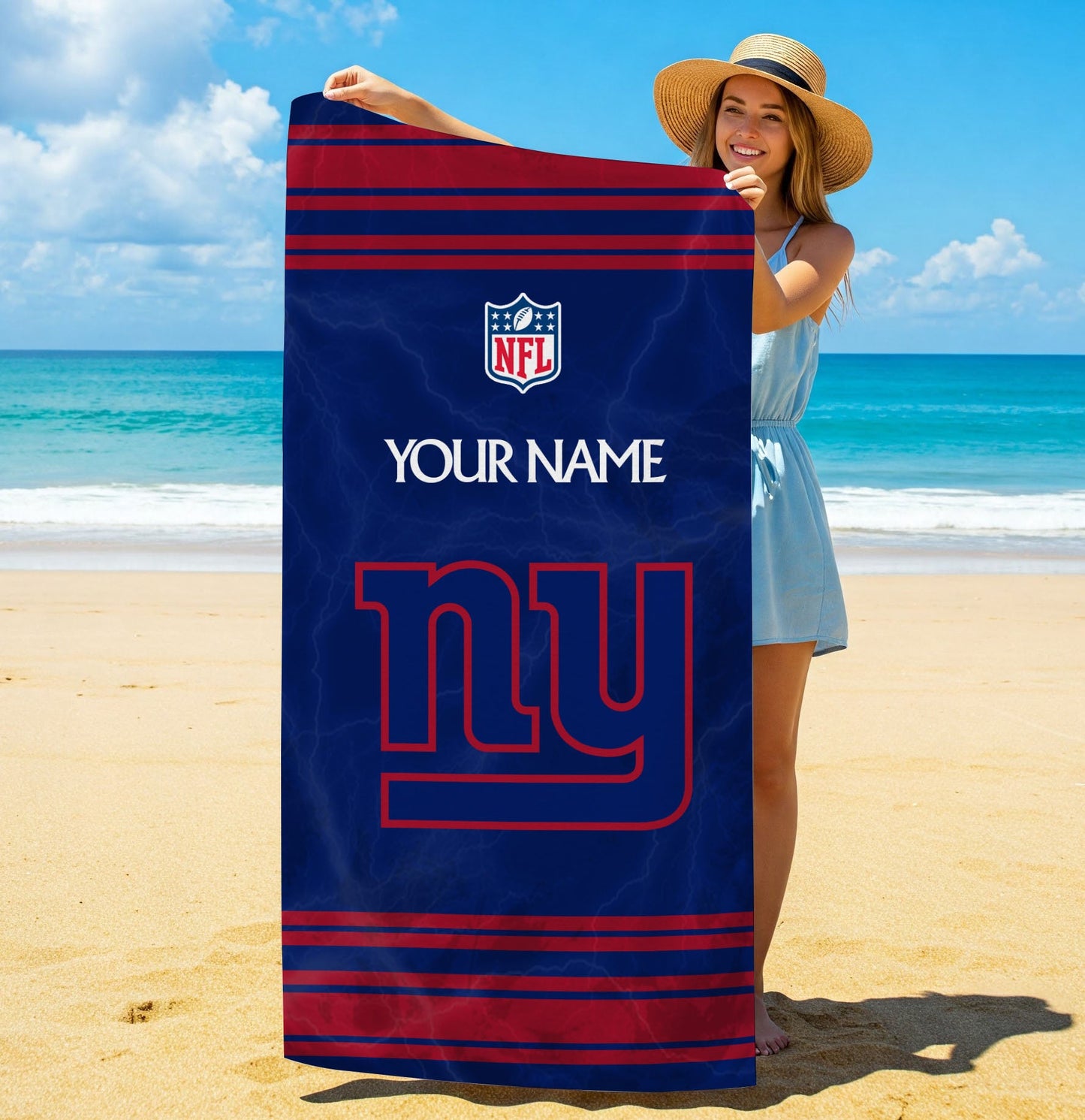 LIMITED EDITION - NEW CUSTOMIZED NFL32 NYG NEW YORK GIANTS BEACH & BATH TOWEL (KIDS & ADULTS)