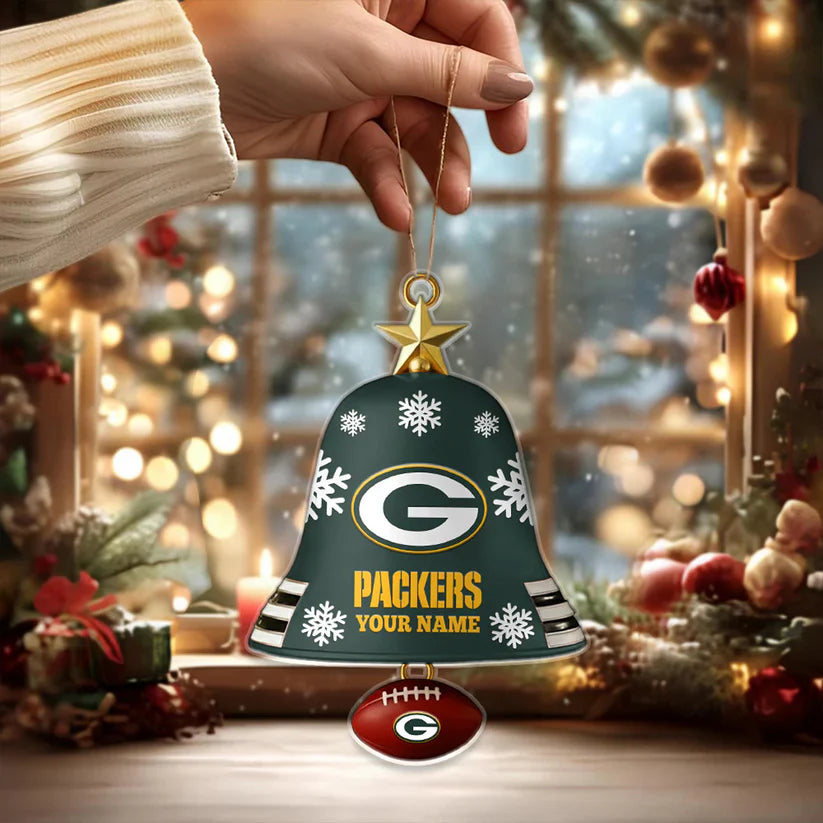 LIMITED EDITION - NEW CUSTOMIZED NFL08 GBP GREEN BAY PACKERS ACRYLIC CHRISTMAS BELL ORNAMENT