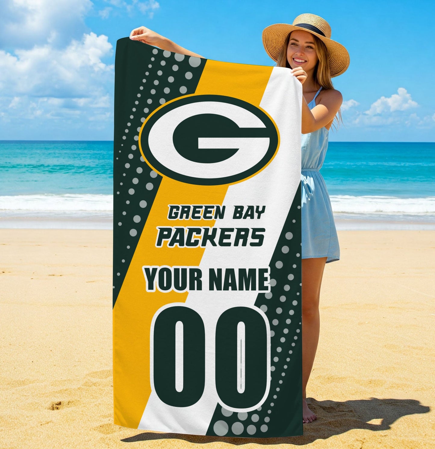 LIMITED EDITION - NEW CUSTOMIZED NFL08 GBP GREEN BAY PACKERS BEACH & BATH TOWEL