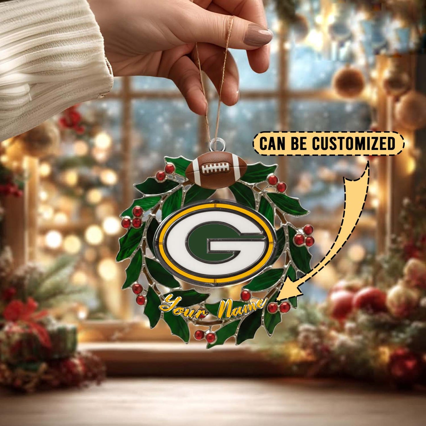 LIMITED EDITION - NEW CUSTOMIZED NFL08 GBP GREEN BAY PACKERS ACRYLIC ORNAMENT