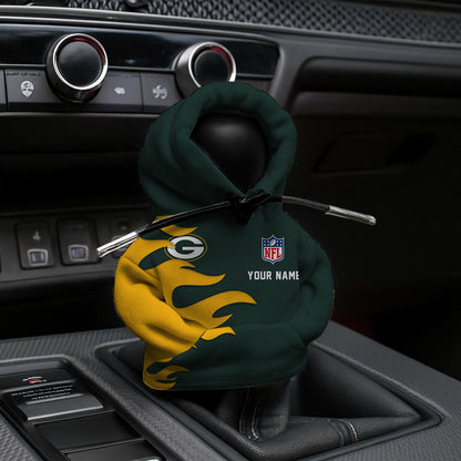 LIMITED EDITION - NEW CUSTOMIZED NFL08 GBP GREEN BAY PACKERS CAR HOODIE SHIFT KNOB COVER