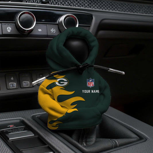 LIMITED EDITION - NEW CUSTOMIZED NFL08 GBP GREEN BAY PACKERS CAR HOODIE SHIFT KNOB COVER