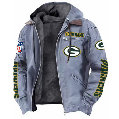LIMITED EDITION - NEW CUSTOMIZED NFL08 GBP GREEN BAY PACKERS HOODED CARDIGAN JACKET