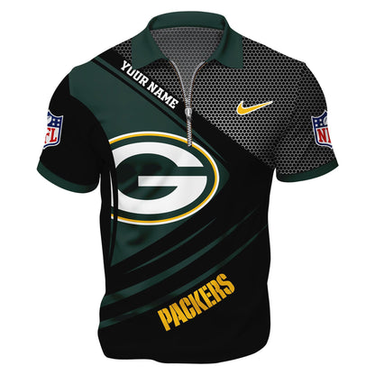 LIMITED EDITION - NEW CUSTOMIZED NFL08 GBP GREEN BAY PACKERS HARLEY-DAVIDSON POLO WITH ZIPPER SHIRT