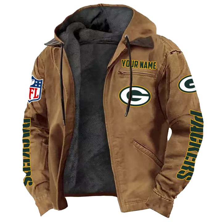 LIMITED EDITION - NEW CUSTOMIZED NFL08 GBP GREEN BAY PACKERS HOODED CARDIGAN JACKET