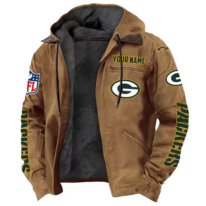 LIMITED EDITION - NEW CUSTOMIZED NFL08 GBP GREEN BAY PACKERS HOODED CARDIGAN JACKET
