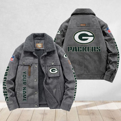 LIMITED EDITION - NEW CUSTOMIZED NFL08 GBP GREEN BAY PACKERS FLEECE JACKET
