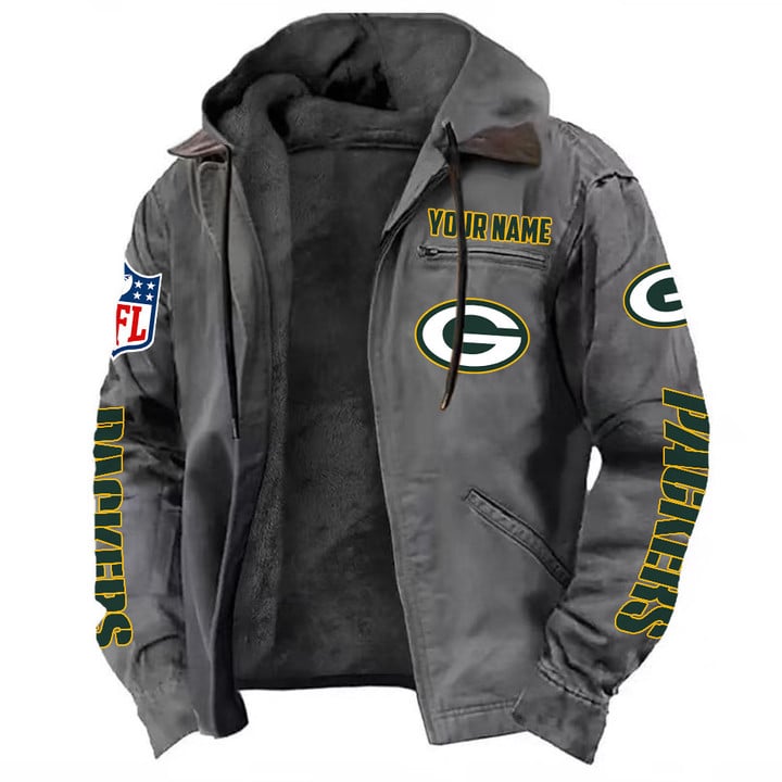 LIMITED EDITION - NEW CUSTOMIZED NFL08 GBP GREEN BAY PACKERS HOODED CARDIGAN JACKET