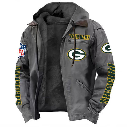 LIMITED EDITION - NEW CUSTOMIZED NFL08 GBP GREEN BAY PACKERS HOODED CARDIGAN JACKET