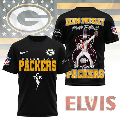 LIMITED EDITION - NEW CUSTOMIZED NFL08 GBP GREEN BAY PACKERS X ELVIS PRESLEY FAN 3D SHIRT