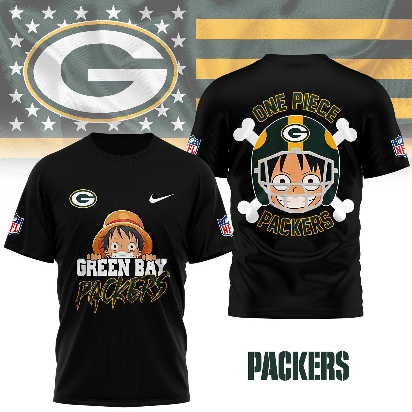 LIMITED EDITION - NEW CUSTOMIZED NFL08 GBP GREEN BAY PACKERS ONE PIECE FAN 3D SHIRT