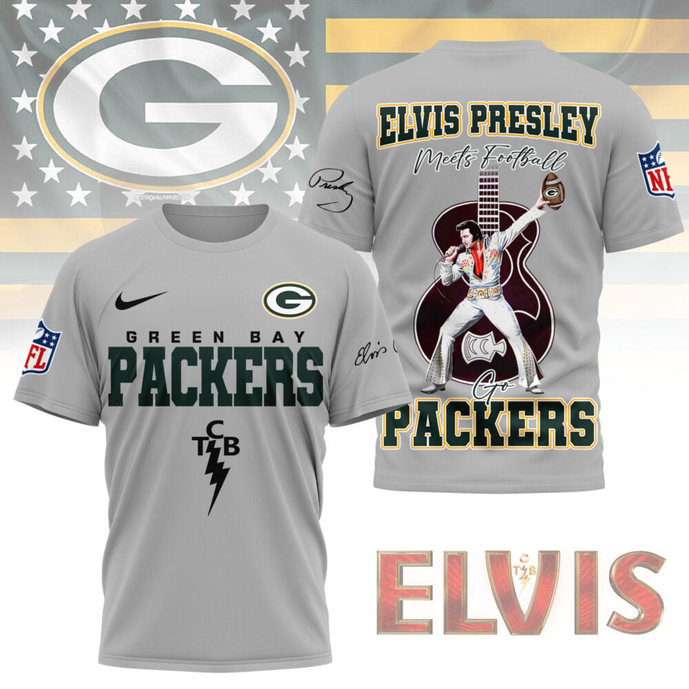 LIMITED EDITION - NEW CUSTOMIZED NFL08 GBP GREEN BAY PACKERS X ELVIS PRESLEY FAN 3D SHIRT