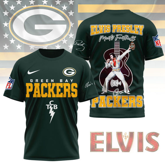LIMITED EDITION - NEW CUSTOMIZED NFL08 GBP GREEN BAY PACKERS X ELVIS PRESLEY FAN 3D SHIRT