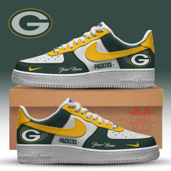 LIMITED EDITION - NEW CUSTOMIZED NFL08 GBP GREEN BAY PACKERS AF1 SNEAKERS