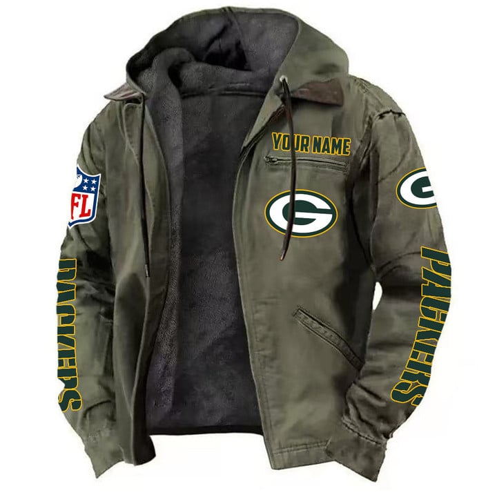 LIMITED EDITION - NEW CUSTOMIZED NFL08 GBP GREEN BAY PACKERS HOODED CARDIGAN JACKET