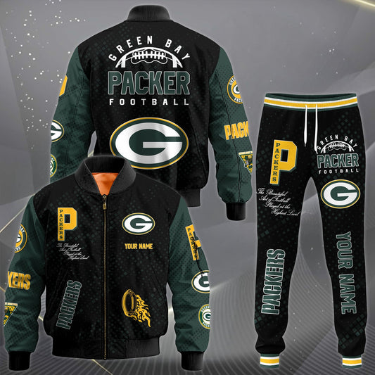 LIMITED EDITION - NEW CUSTOMIZED NFL08 GBP GREEN BAY PACKERS SATIN VARSITY JACKET & LONG PANTS