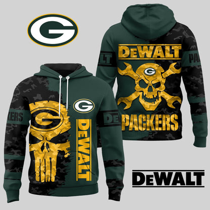 LIMITED EDITION - NEW CUSTOMIZED NFL08 GBP GREEN BAY PACKERS DEWALT UNISEX T-SHIRT, POLO, HOODIE & JACKETS