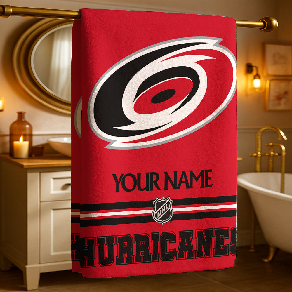 LIMITED EDITION - NEW CUSTOMIZED NHL07 CLH CAROLINA HURRICANES BEACH & BATH TOWEL