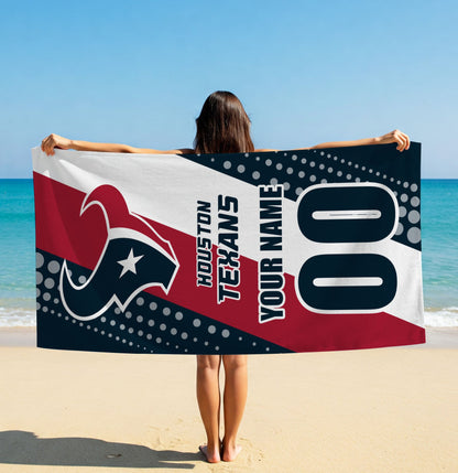 LIMITED EDITION - NEW CUSTOMIZED NFL15 HTT HOUSTON TEXANS BEACH & BATH TOWEL