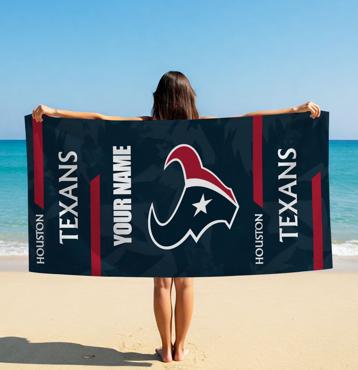 LIMITED EDITION - NEW CUSTOMIZED NFL15 HTT HOUSTON TEXANS BEACH & BATH TOWEL