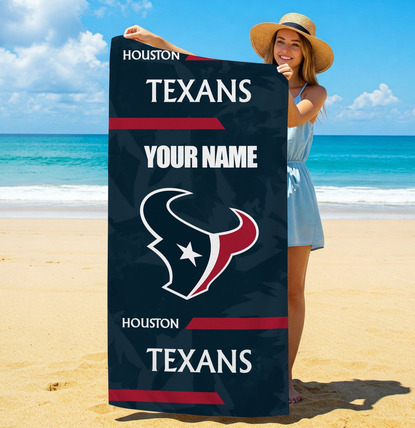 LIMITED EDITION - NEW CUSTOMIZED NFL15 HTT HOUSTON TEXANS BEACH & BATH TOWEL