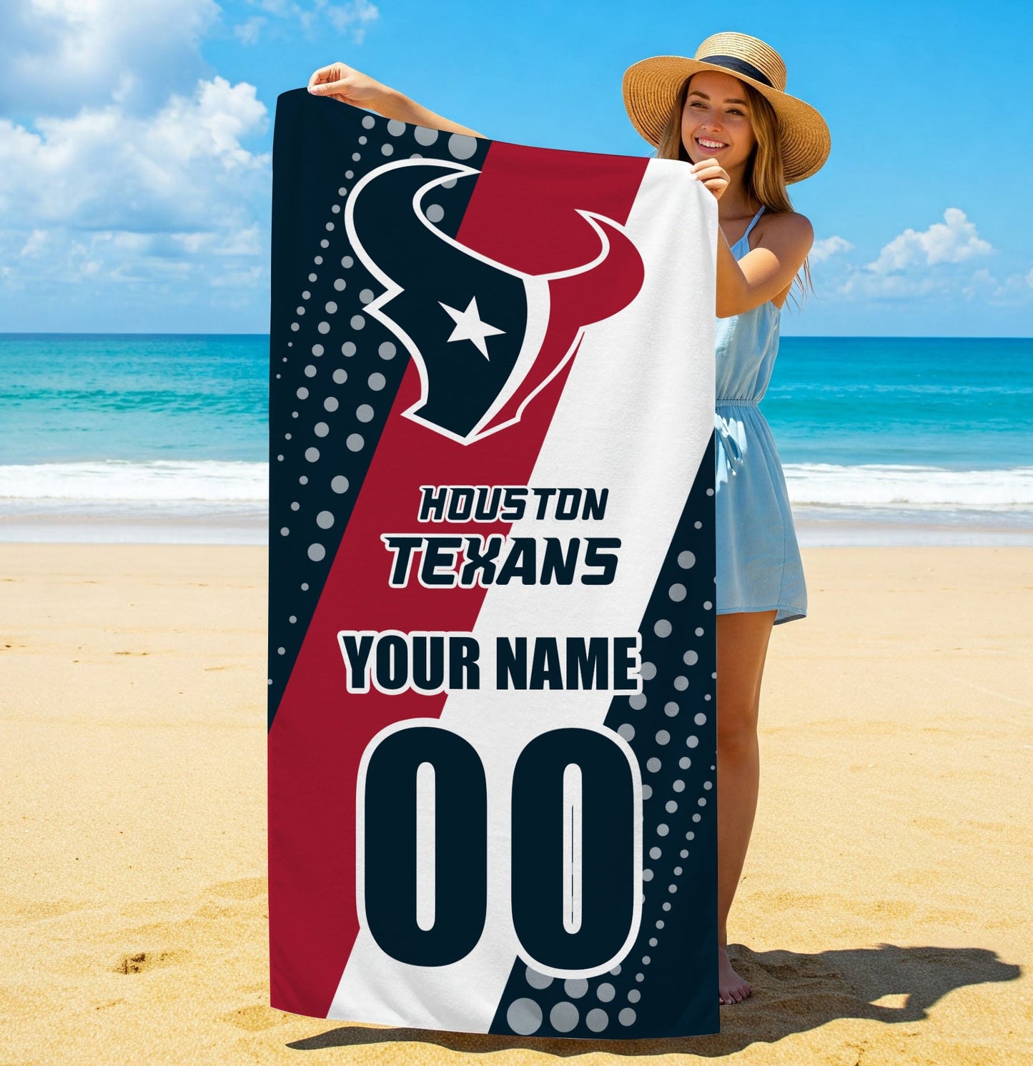 LIMITED EDITION - NEW CUSTOMIZED NFL15 HTT HOUSTON TEXANS BEACH & BATH TOWEL