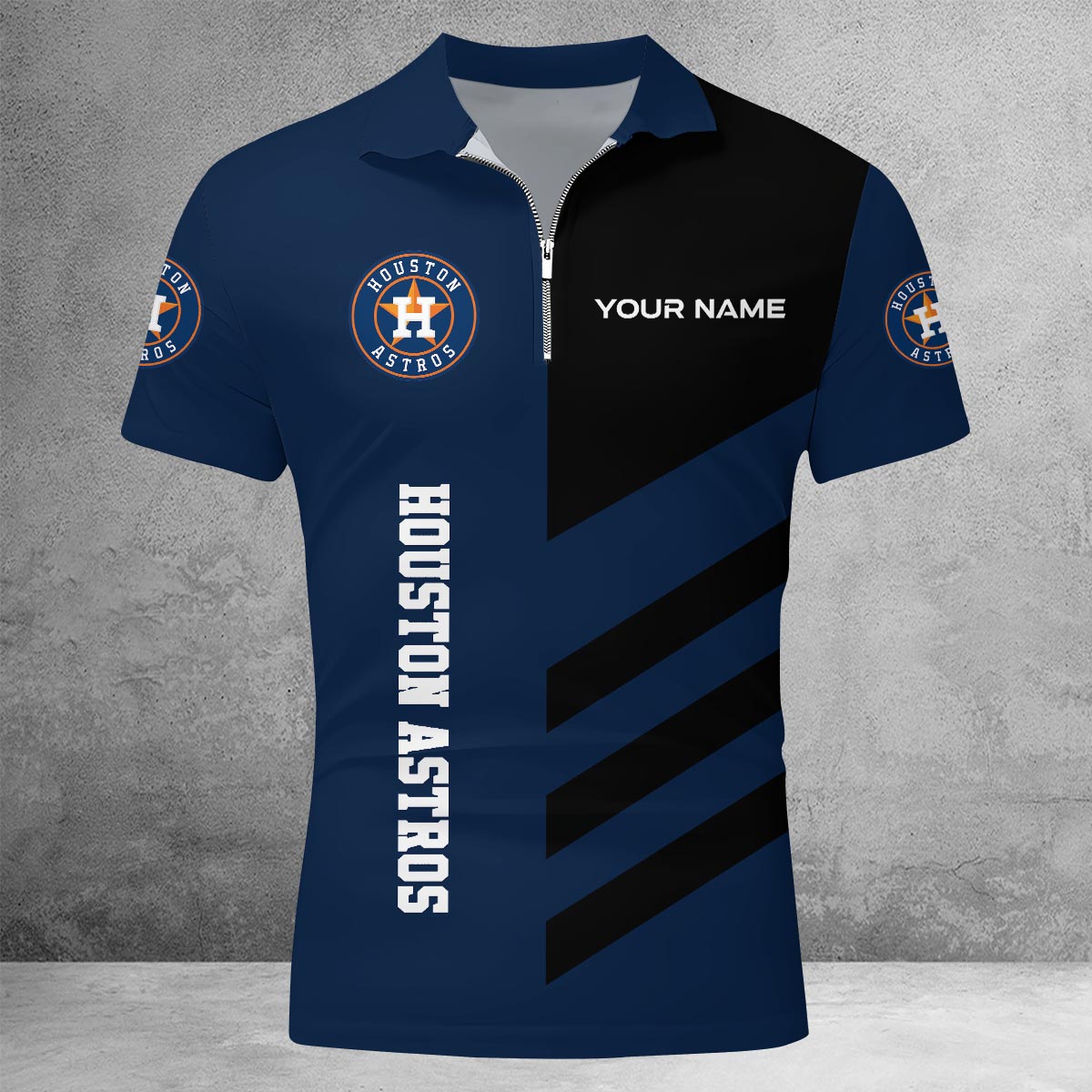 LIMITED EDITION - NEW CUSTOMIZED MLB10 HAS HOUSTON ASTROS ZIP POLO SHIRT